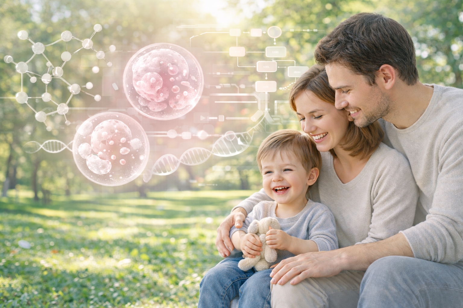 Family enjoying time together in sunny outdoor setting